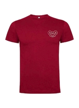 Burgundy T-shirt with white embroidery